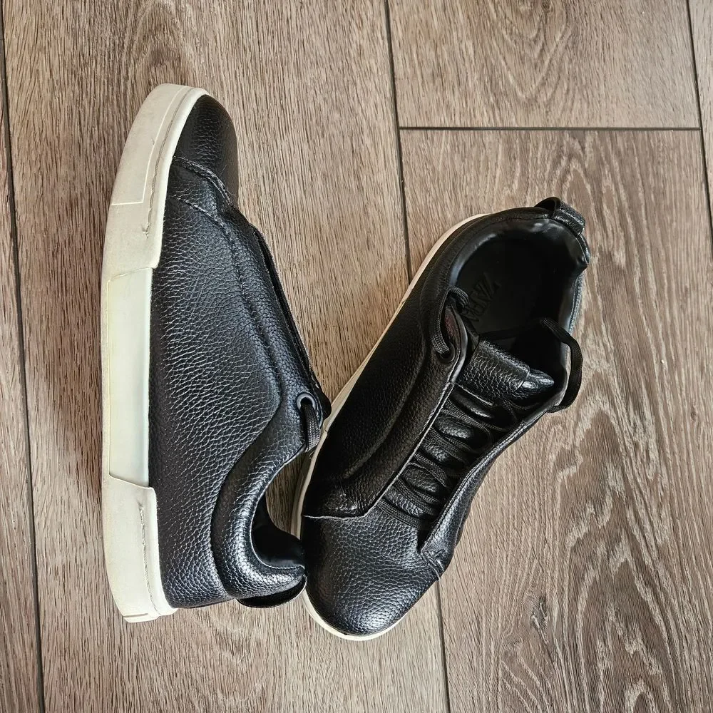 Zara Black Leather Euro Sneakers